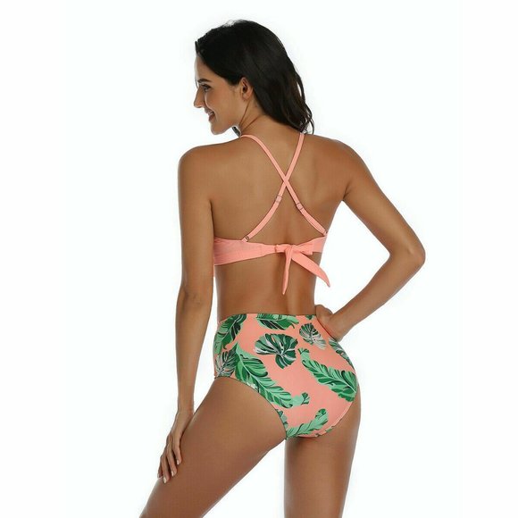 NEW HIGH WAIST PADDED RUFFLE BIKINI MEDIUM - Picture 2 of 9